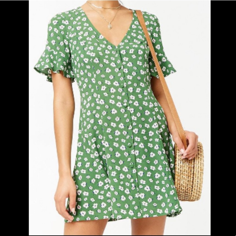 Green floral dress